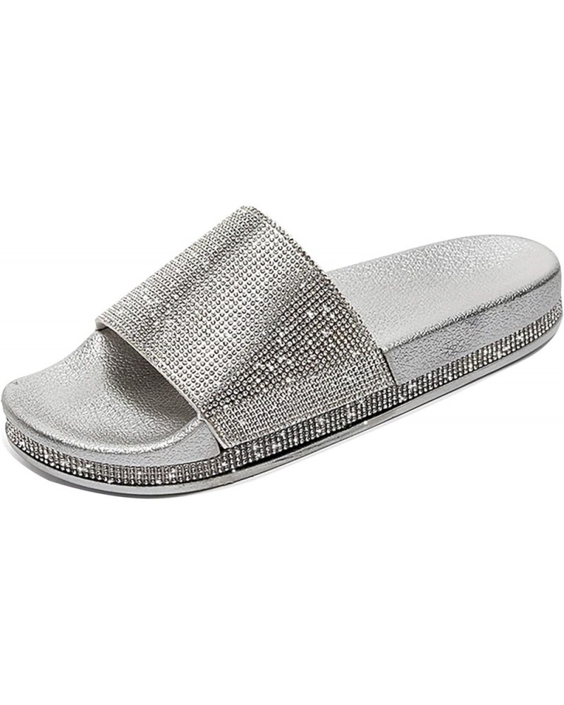 Flip Flops For Slippers Sandals For Women Slides Women Sandal Sandals Women Comfortable Beach Black Flats For Silver-h $13.25...