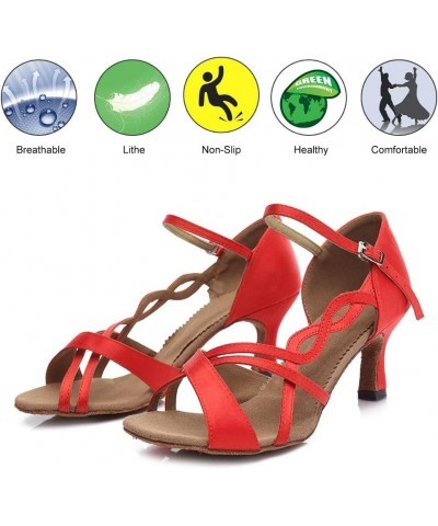 Women's Red Satin Latin Dance Shoes Ballroom Performance Shoes,Model B26-7,8 B(M) US $15.75 Athletic Shoes