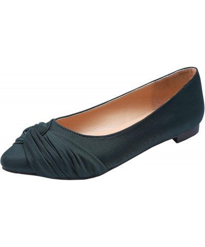 Women's Loafer Flat Pointed Fashion Slip On Comfort Driving Office Shoes X Bow Stretchy Dark Green $20.71 Loafers & Slip-Ons