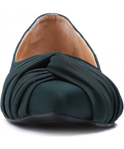 Women's Loafer Flat Pointed Fashion Slip On Comfort Driving Office Shoes X Bow Stretchy Dark Green $20.71 Loafers & Slip-Ons