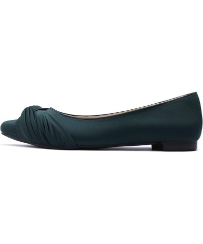 Women's Loafer Flat Pointed Fashion Slip On Comfort Driving Office Shoes X Bow Stretchy Dark Green $20.71 Loafers & Slip-Ons