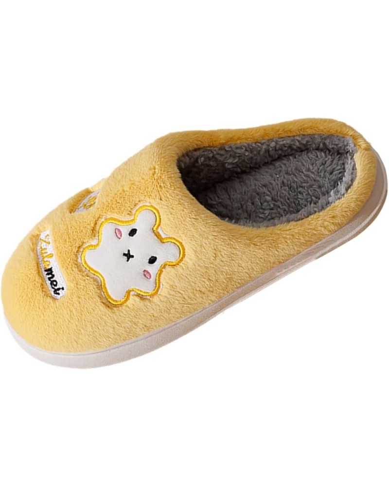 Plush Slippers Women, Womens House Slippers Comfy Fleece Lined Winter Slippers Flat Thick Bottom Indoor Slippers Yellow $10.7...