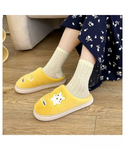 Plush Slippers Women, Womens House Slippers Comfy Fleece Lined Winter Slippers Flat Thick Bottom Indoor Slippers Yellow $10.7...