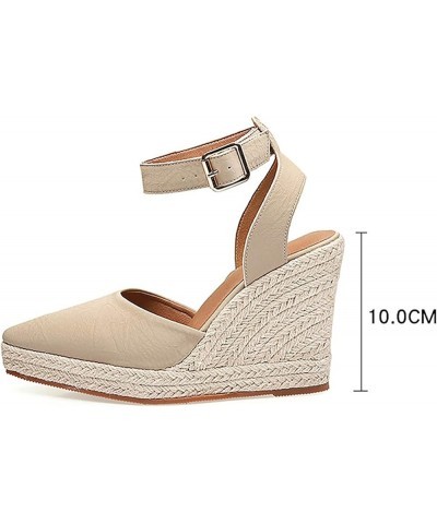 Pointed Open Hook Loop Sandals for Women Comfortable Buckle Strap Espadrille Dressy Wedge Sandals Lightweight Non Slip Shoes ...