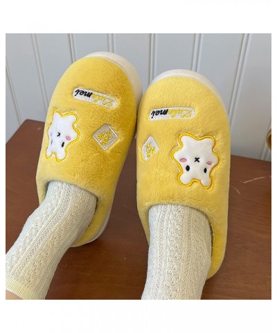 Plush Slippers Women, Womens House Slippers Comfy Fleece Lined Winter Slippers Flat Thick Bottom Indoor Slippers Yellow $10.7...