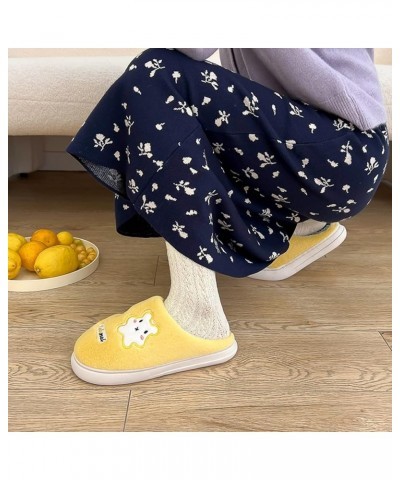 Plush Slippers Women, Womens House Slippers Comfy Fleece Lined Winter Slippers Flat Thick Bottom Indoor Slippers Yellow $10.7...