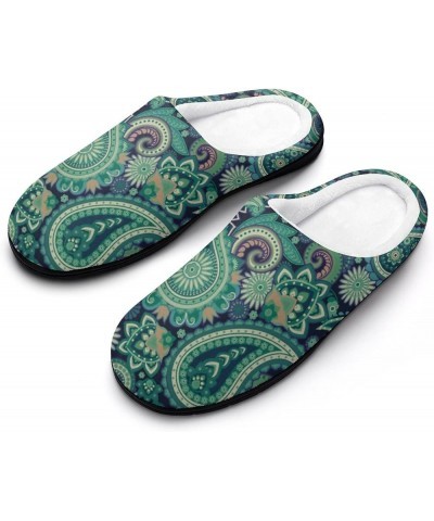 Green Paisley Pattern Women's Cotton Slippers Memory Foam House Slippers Closed Toe Winter Warm Shoes 11-12(42-43) $20.27 Sli...