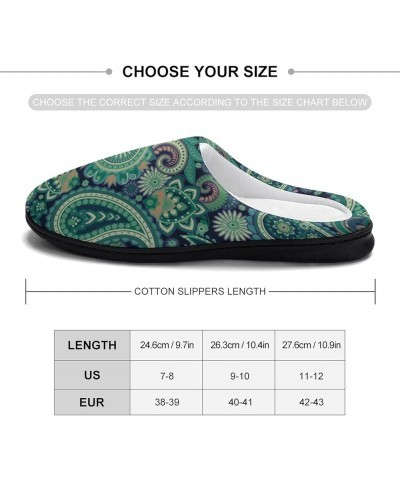 Green Paisley Pattern Women's Cotton Slippers Memory Foam House Slippers Closed Toe Winter Warm Shoes 11-12(42-43) $20.27 Sli...