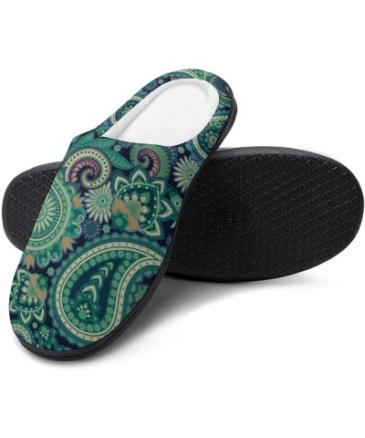 Green Paisley Pattern Women's Cotton Slippers Memory Foam House Slippers Closed Toe Winter Warm Shoes 11-12(42-43) $20.27 Sli...