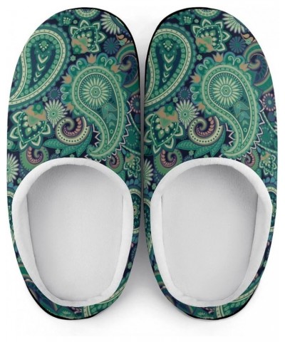 Green Paisley Pattern Women's Cotton Slippers Memory Foam House Slippers Closed Toe Winter Warm Shoes 11-12(42-43) $20.27 Sli...