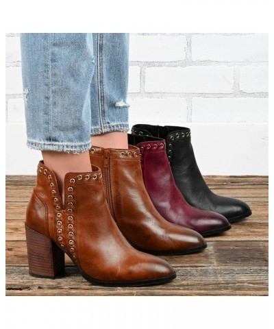 Women's Dress Wedge Bootie Cutout Ankle Boots Black Chunky Heel Boot Platform Booties Cowboy Boots Black $18.30 Boots