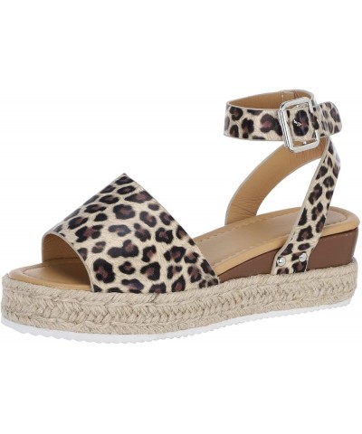 Womens Sandals Leopard Retro Wedges Sandals Buckle Toe Strap sandals Hot Sandals Shoes Fashion Sandal Summer Beach Brown $11....