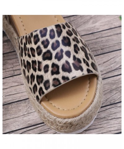 Womens Sandals Leopard Retro Wedges Sandals Buckle Toe Strap sandals Hot Sandals Shoes Fashion Sandal Summer Beach Brown $11....