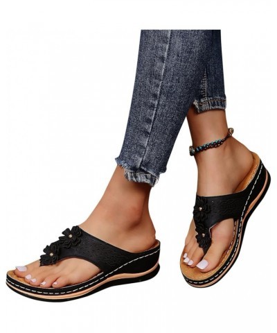 Womens Comfortable Orthopedic Arch Support Dress Flat Sandals Straps Peep Toe Summer Platform Wedge Shoe 83-lwvqg-f-black $12...