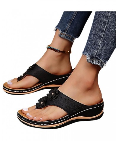 Womens Comfortable Orthopedic Arch Support Dress Flat Sandals Straps Peep Toe Summer Platform Wedge Shoe 83-lwvqg-f-black $12...