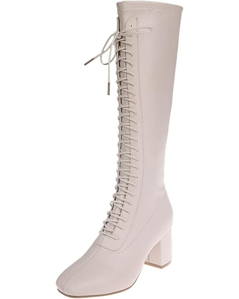 Ankle Boots for Women Western Boots Round Toe Women'S Knee High Boots Leather Women'S Snow Boots With Zipper Beige $31.68 Boots