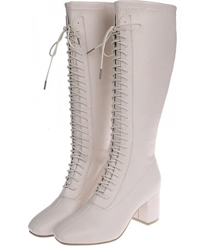 Ankle Boots for Women Western Boots Round Toe Women'S Knee High Boots Leather Women'S Snow Boots With Zipper Beige $31.68 Boots