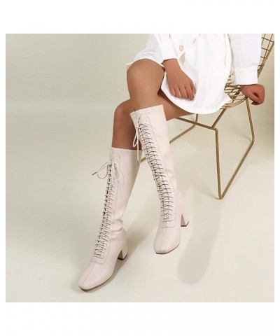 Ankle Boots for Women Western Boots Round Toe Women'S Knee High Boots Leather Women'S Snow Boots With Zipper Beige $31.68 Boots