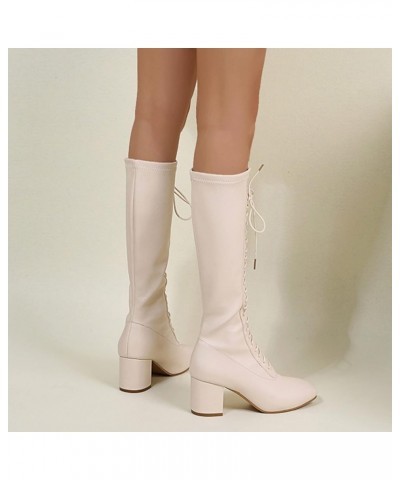 Ankle Boots for Women Western Boots Round Toe Women'S Knee High Boots Leather Women'S Snow Boots With Zipper Beige $31.68 Boots