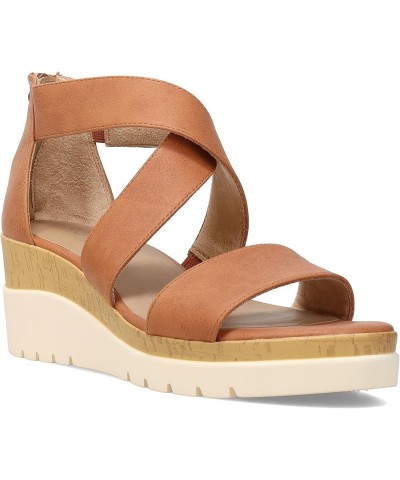 Women Soul Goodtimes Crisscross Strappy Wedge Sandal Toffee $25.46 Sandals