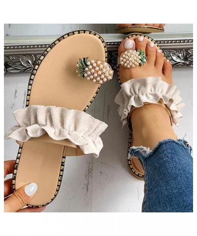 Flip Flops For Size 4 Sandals For Womens Sandals Beach Flip Flops Boho Shoes For Women Sandals Heels Dressy W G-beige $8.78 S...