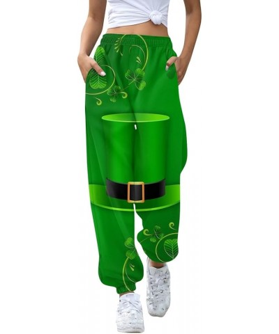 Womens Cargo Sweatpants Elastic Loose Pants St. Patrick's Day Lounge Jogger Pants Athletic Warm Casual Sweat Pants 1-army Gre...