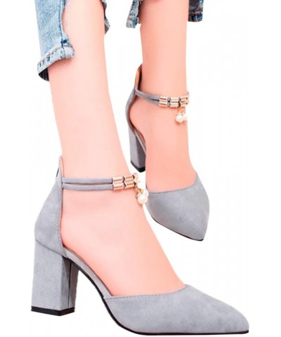 Womens Summer Heeled Sandals Spring Pointed Toe Trendy Dressy Block Heel 2024 Pumps Cutes Ladies Spring 2024 Beach Grey $19.4...