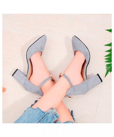 Womens Summer Heeled Sandals Spring Pointed Toe Trendy Dressy Block Heel 2024 Pumps Cutes Ladies Spring 2024 Beach Grey $19.4...