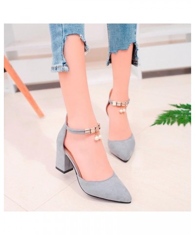 Womens Summer Heeled Sandals Spring Pointed Toe Trendy Dressy Block Heel 2024 Pumps Cutes Ladies Spring 2024 Beach Grey $19.4...