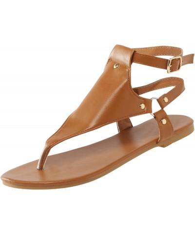 Flat Sandals for Women Dressy, Summer Sandals for Women 2024 Comfy Open Toe Flip Flops Sandals Beach Thong Sandals Brown $10....