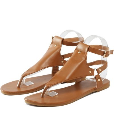 Flat Sandals for Women Dressy, Summer Sandals for Women 2024 Comfy Open Toe Flip Flops Sandals Beach Thong Sandals Brown $10....