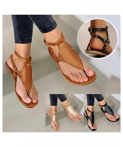 Flat Sandals for Women Dressy, Summer Sandals for Women 2024 Comfy Open Toe Flip Flops Sandals Beach Thong Sandals Brown $10....