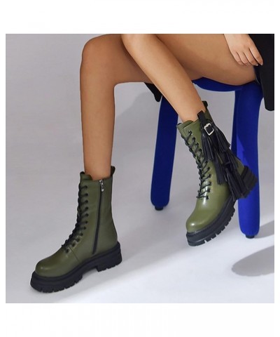 Fashion Women's Shoes Breathable Chunky High Heels Thick-soled Retro Zipper Short Boots Z 04-army Green $26.02 Boots