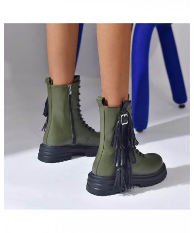 Fashion Women's Shoes Breathable Chunky High Heels Thick-soled Retro Zipper Short Boots Z 04-army Green $26.02 Boots