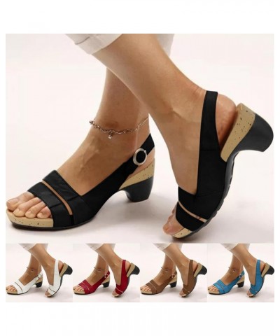 Sandals for Women Dressy Summer, Orthopedic Sandals for Women Summer Elegant Open Toe Chunky Low Heel Sandals Shoes White $11...