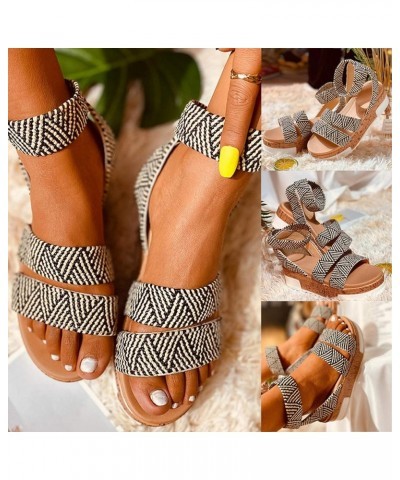 Sandals for Women Casual Summer, Women's Gladiator Open Toe Platform Wedge Sandals Trendy Casual Strappy Sandals Black $13.33...