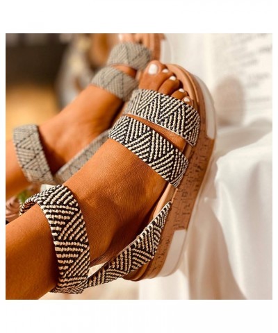 Sandals for Women Casual Summer, Women's Gladiator Open Toe Platform Wedge Sandals Trendy Casual Strappy Sandals Black $13.33...