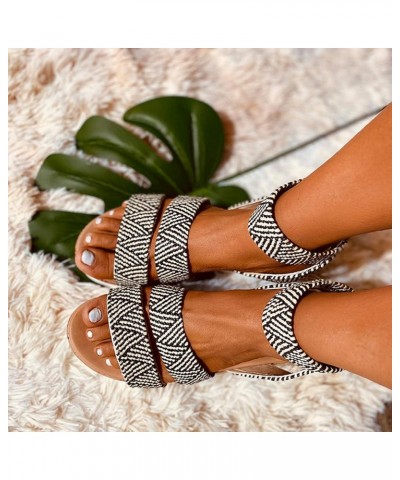 Sandals for Women Casual Summer, Women's Gladiator Open Toe Platform Wedge Sandals Trendy Casual Strappy Sandals Black $13.33...