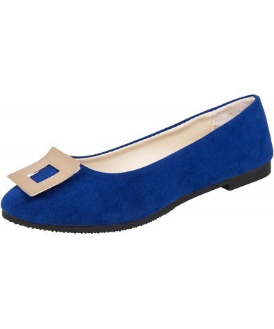 Women Cute Slip-On Ballet Shoes Soft Solid Classic Pointed Toe Flats Flat Heel Pumps Women's Wide Flat Shoes Z 12-blue $15.04...