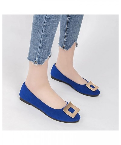 Women Cute Slip-On Ballet Shoes Soft Solid Classic Pointed Toe Flats Flat Heel Pumps Women's Wide Flat Shoes Z 12-blue $15.04...