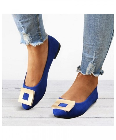 Women Cute Slip-On Ballet Shoes Soft Solid Classic Pointed Toe Flats Flat Heel Pumps Women's Wide Flat Shoes Z 12-blue $15.04...