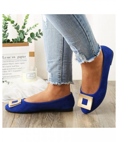 Women Cute Slip-On Ballet Shoes Soft Solid Classic Pointed Toe Flats Flat Heel Pumps Women's Wide Flat Shoes Z 12-blue $15.04...