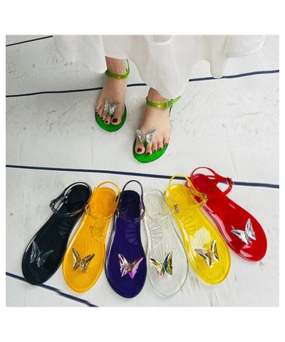 Womens Jelly Sandals Bow Flat Sandals Open Toe Flip-Flops Summer Comfortable Slippers Outdoor Beach Shoes Non-Slip-A5||EU41/U...