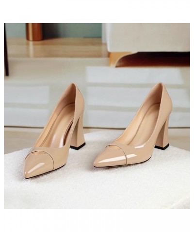 Women's Chunky Heel Pumps Block High Heel Slip On Closed Pointed Toe Dress Pumps for Work Casual Daily Life Party Dress Shoes...