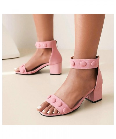 Women's Chunky Shoes Summer New Fish Mouth Sandals Thick Heel High Heel Back Zipper Simple Style Versatile Women Pink $28.00 ...