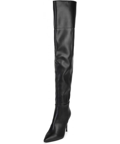 Women Charm Stiletto High Heel Over The Knee Boots Pointed Toe Pull On Party Prom Winter Dressy Long Boots Size 4-16 US Black...