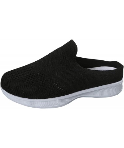 slip on sneakers for women Walking Shoes with Arch Support Knit Casual Comfort Breathable Platform Wedge Slippers Z 13-black ...