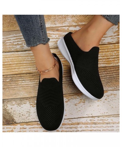 slip on sneakers for women Walking Shoes with Arch Support Knit Casual Comfort Breathable Platform Wedge Slippers Z 13-black ...