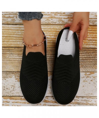 slip on sneakers for women Walking Shoes with Arch Support Knit Casual Comfort Breathable Platform Wedge Slippers Z 13-black ...