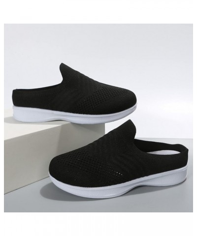 slip on sneakers for women Walking Shoes with Arch Support Knit Casual Comfort Breathable Platform Wedge Slippers Z 13-black ...